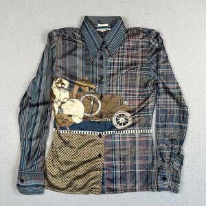 Nik Nik Shirt Women’s 7 Vintage 70s Nylon Car‎ Long Sleeve Disco Button Up Top